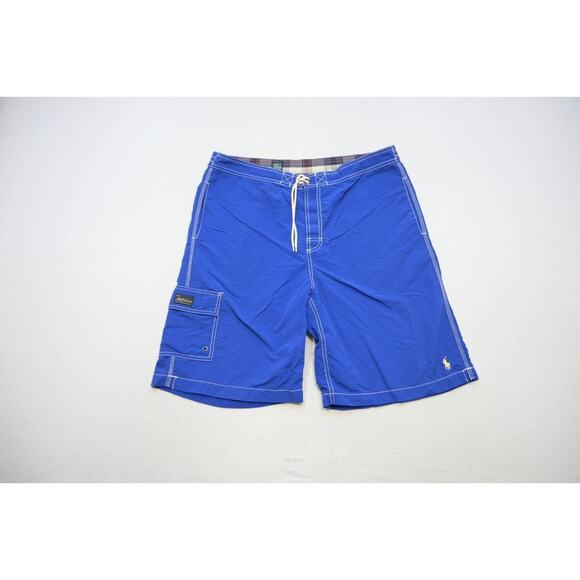 Polo Ralph Lauren Blue Cargo Swim Trunks Shorts Water Mens Size Large - Picture 1 of 6